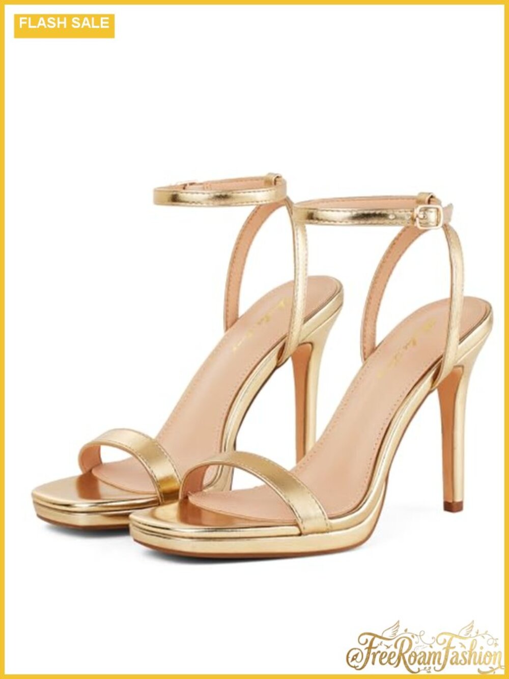 Women's Stiletto Heeled Sandals Square Open Toe Ankle Strap Lace Up Heels
